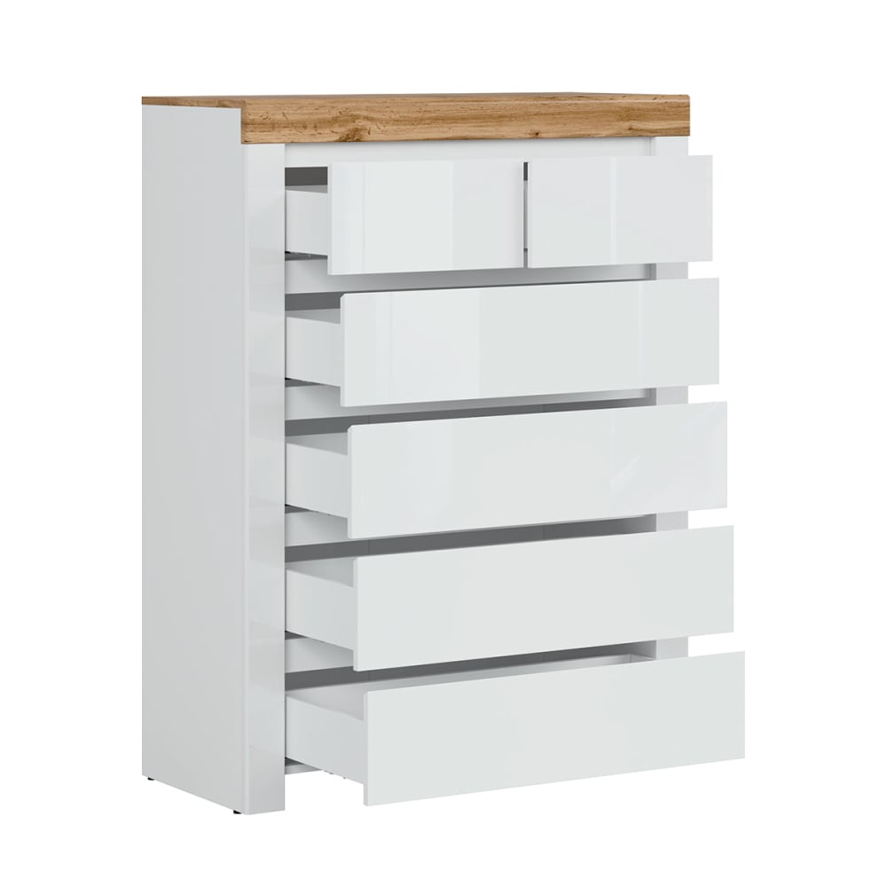 Commode 6 tiroirs blanche et naturelle - Maisons du Monde