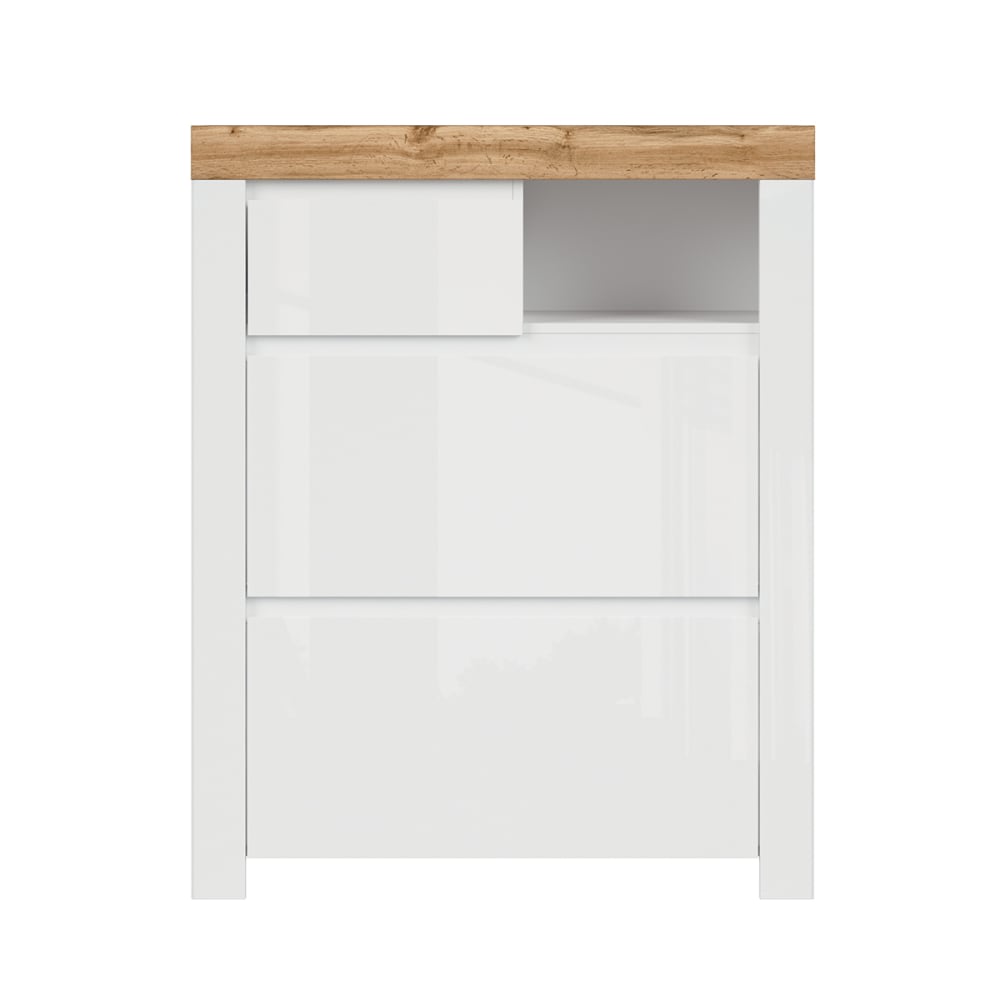 Meuble chaussures haut stratifiés blanc et bois