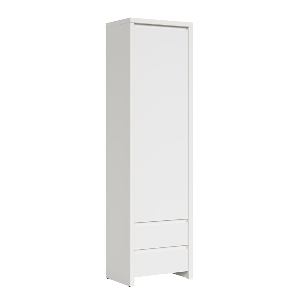 Armoire colonne 1 porte 2 tiroirs blanche