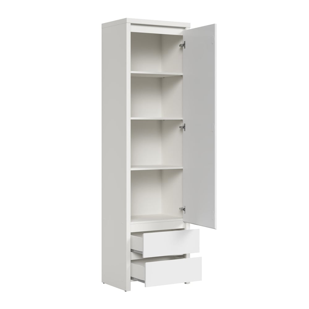 Armoire colonne 1 porte 2 tiroirs blanche