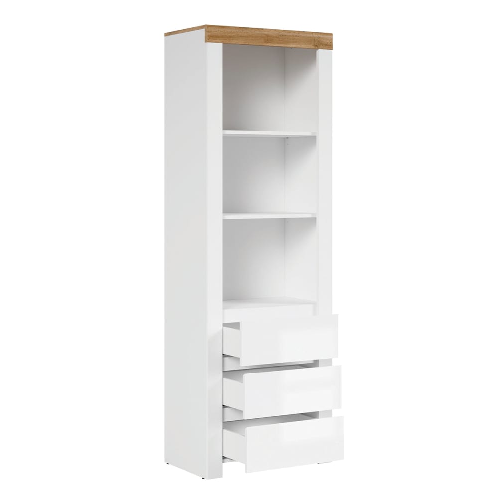Bibliothèque 3 tiroirs blanche et naturelle - Maisons du Monde