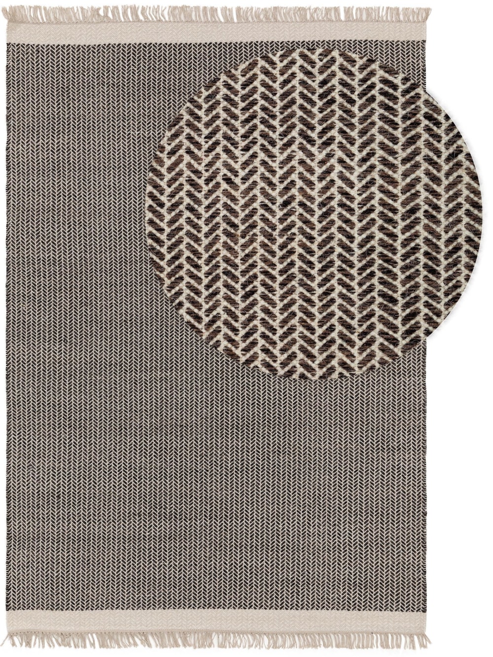Tapis de laine noir & blanc 80x120