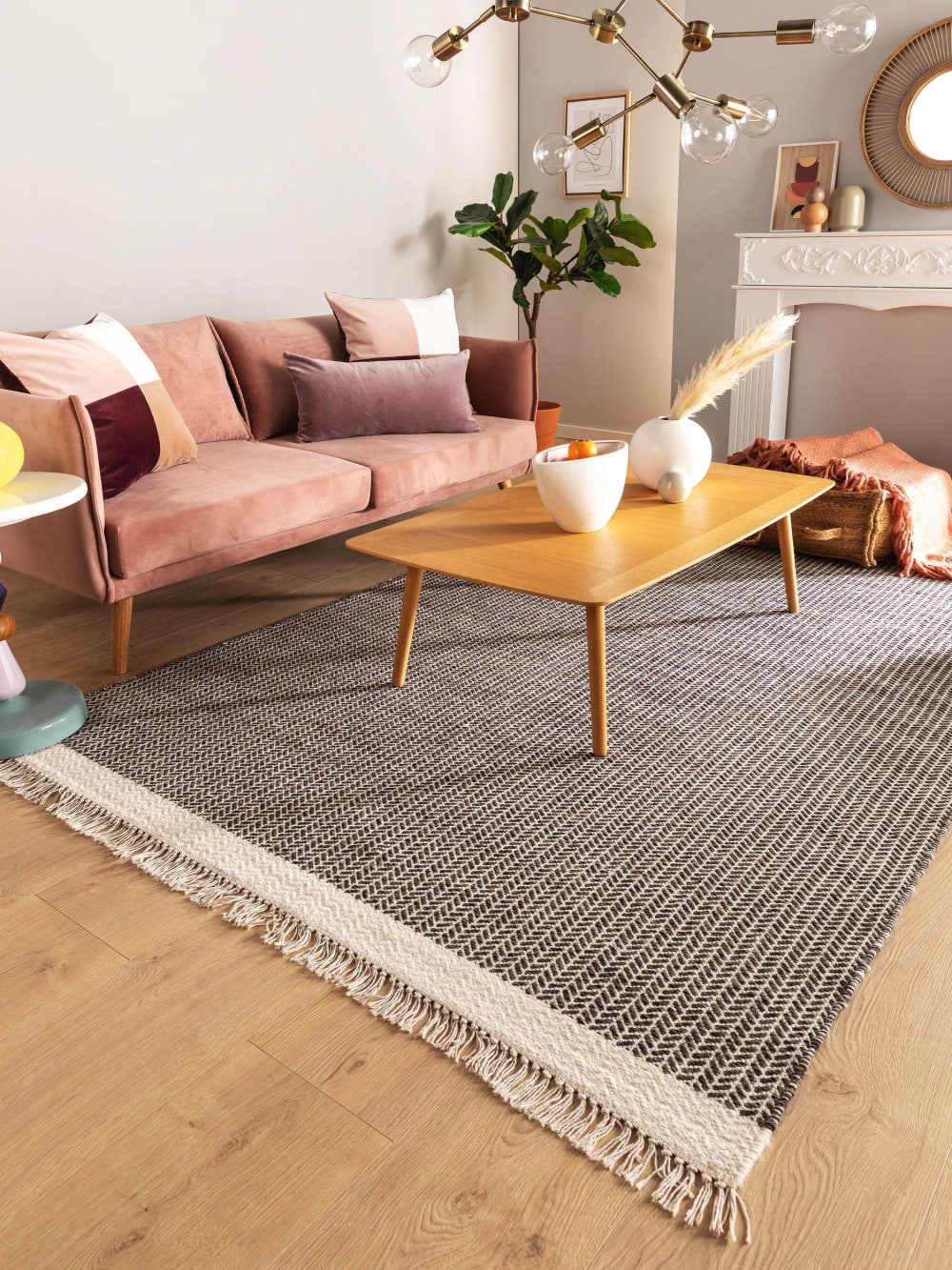 Tapis de laine noir & blanc 80x120 — vue 3