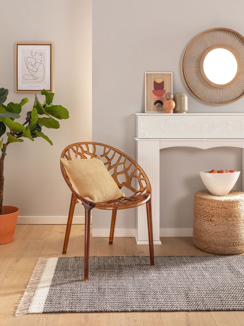 Tapis de couloir en laine noir & blanc 80x250