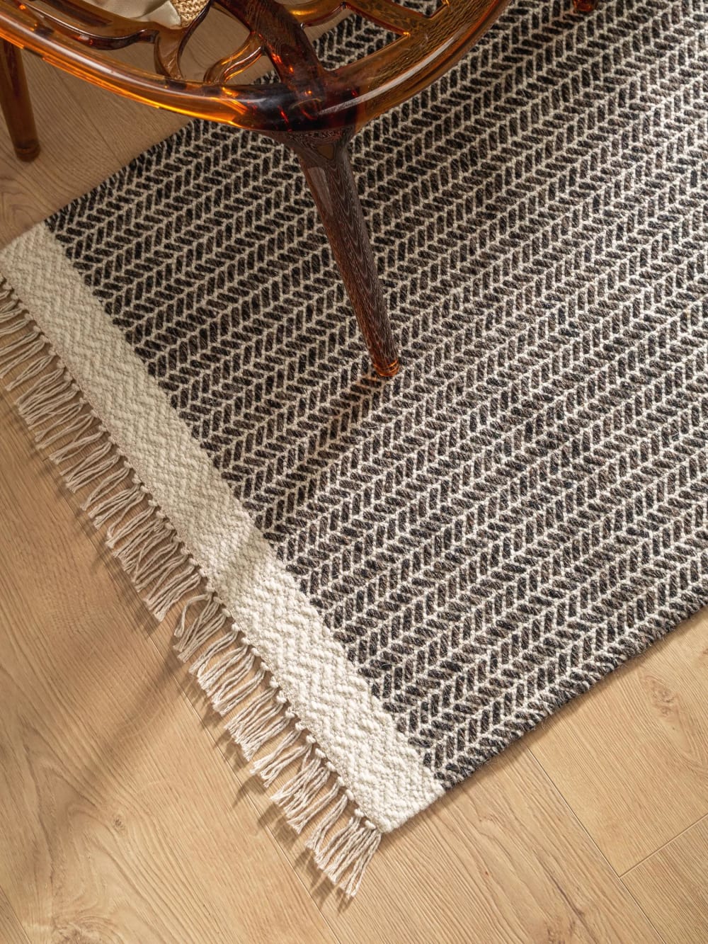 Tapis de couloir en laine noir & blanc 80x250 — vue 4