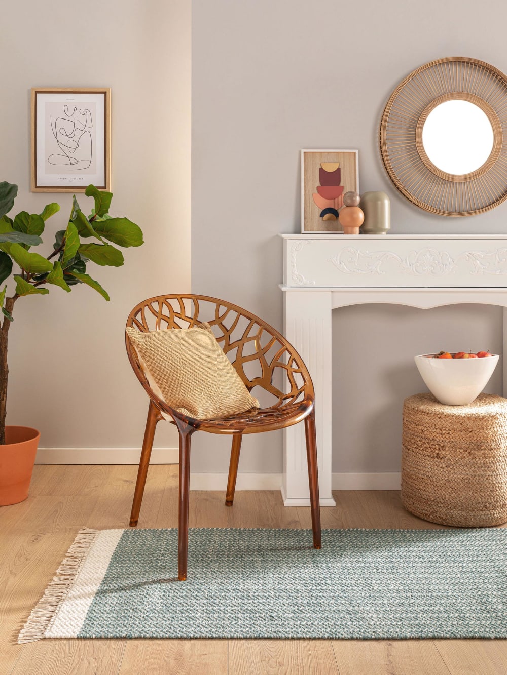 Tapis de couloir en laine menthe 70x200