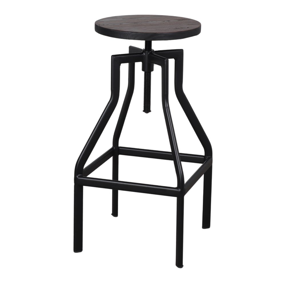 Taburete alto de metal y madera stoner - negro - 69x36x36