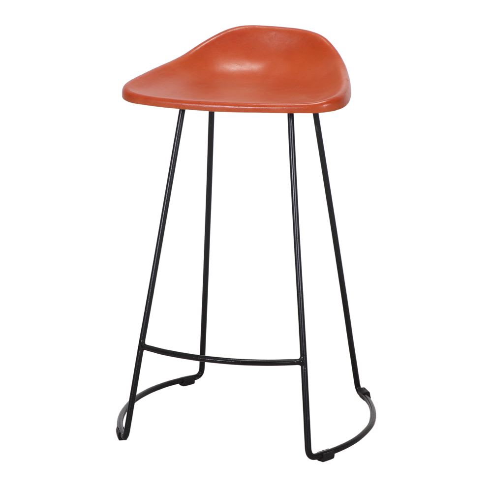 Taburete de cocina metal y piel sussex - black - 74x48x40