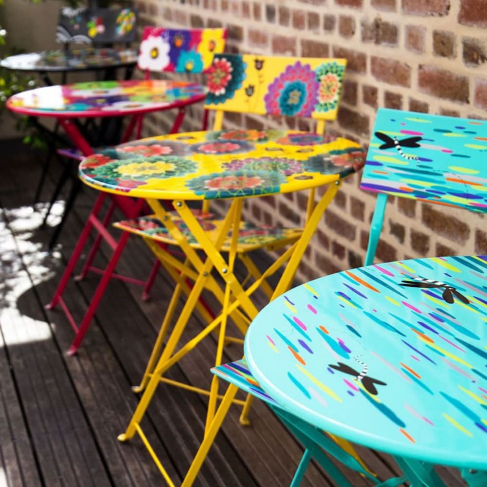 Chaise pliante  jaune acier 43 x 46 x 83 cm