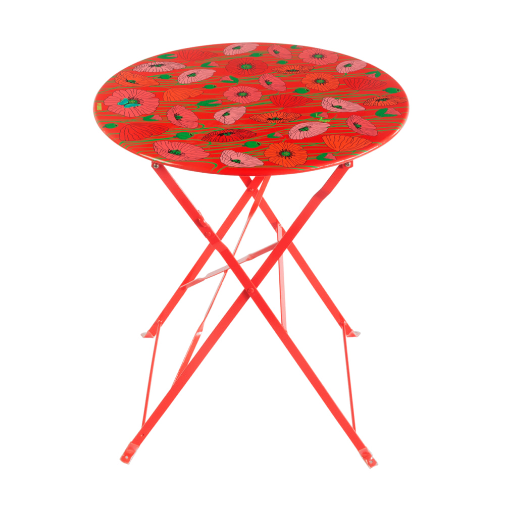 Table pliante rouge acier 60 x 0 x 71 cm
