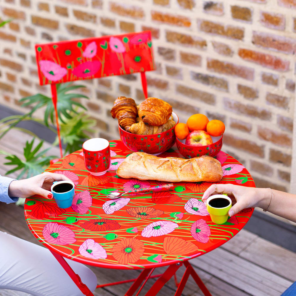 Table pliante rouge acier 60 x 60 x 71 cm - Maisons du Monde
