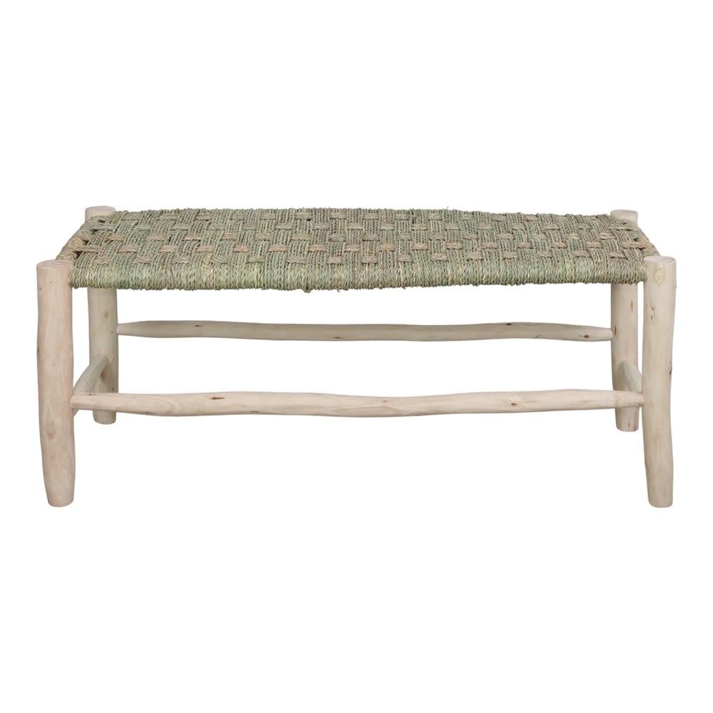 Banco de madera y fibra natural berguina - naturale - 42x102x42