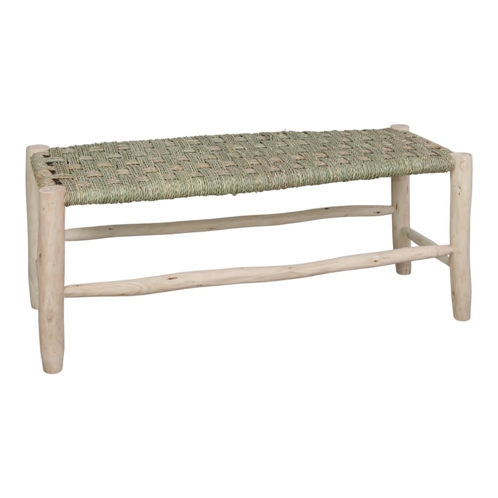 Banco de madera y fibra natural berguina - naturale - 42x102x42 - Maisons du Monde