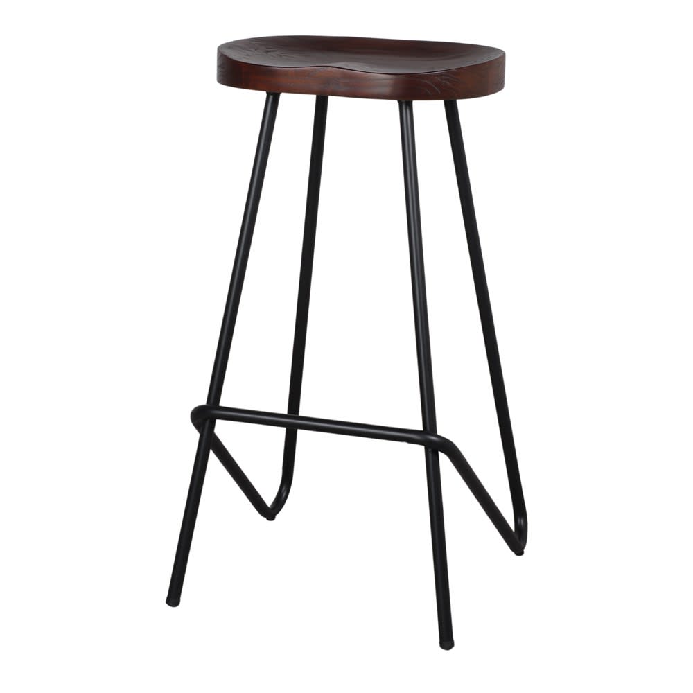 Taburete alto de metal y madera quincy - negro - 77x42x43