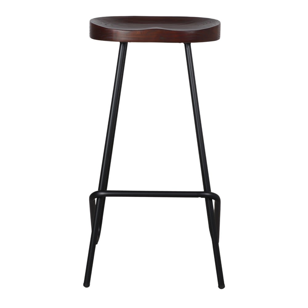 Taburete alto de metal y madera quincy - negro - 77x42x43 - Maisons du Monde