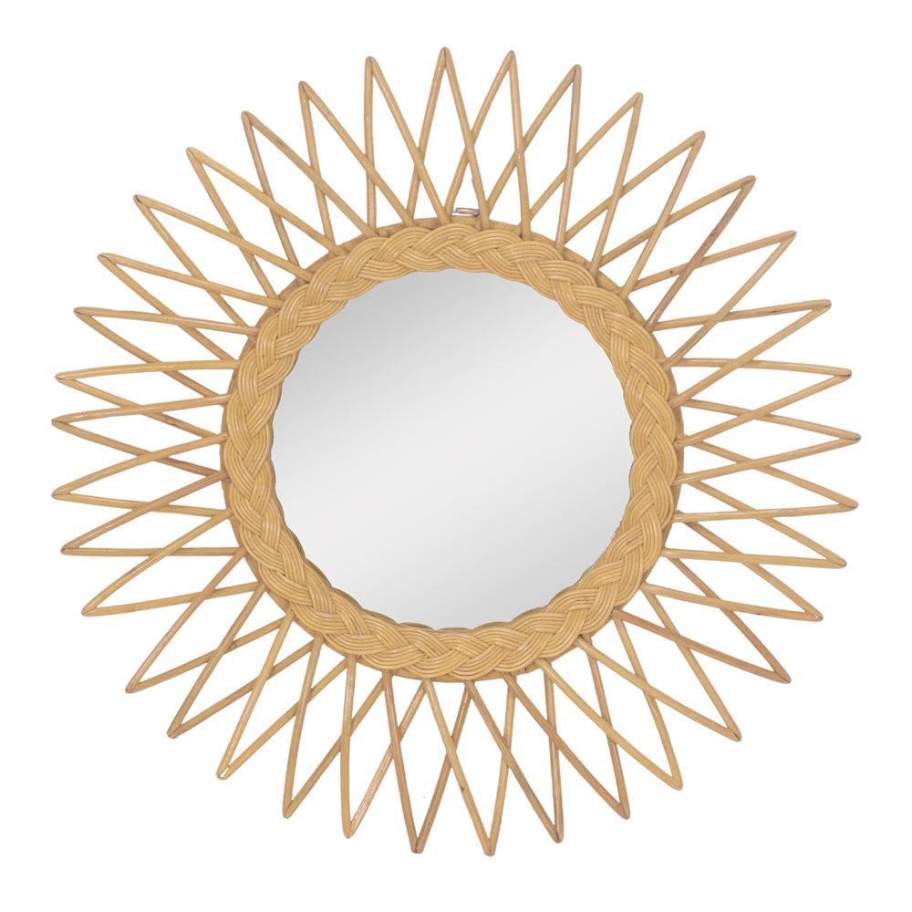 Espejo de ratán natural beige