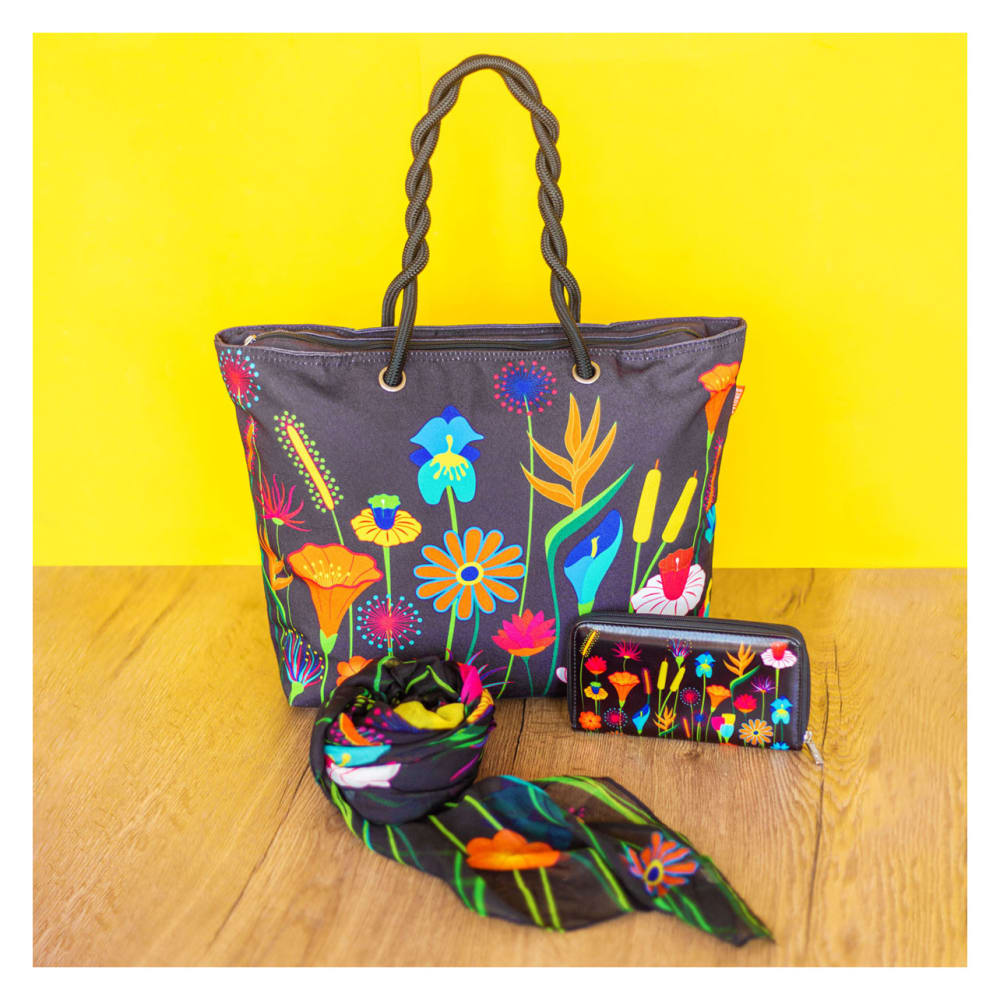 Sac cabas  noir polyester 48 x 34 x 14 cm - Maisons du Monde