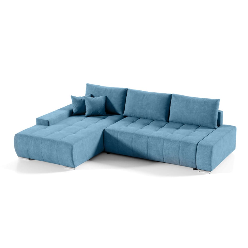 Canapé d'angle convertible gauche panneaux agglomérés bleu