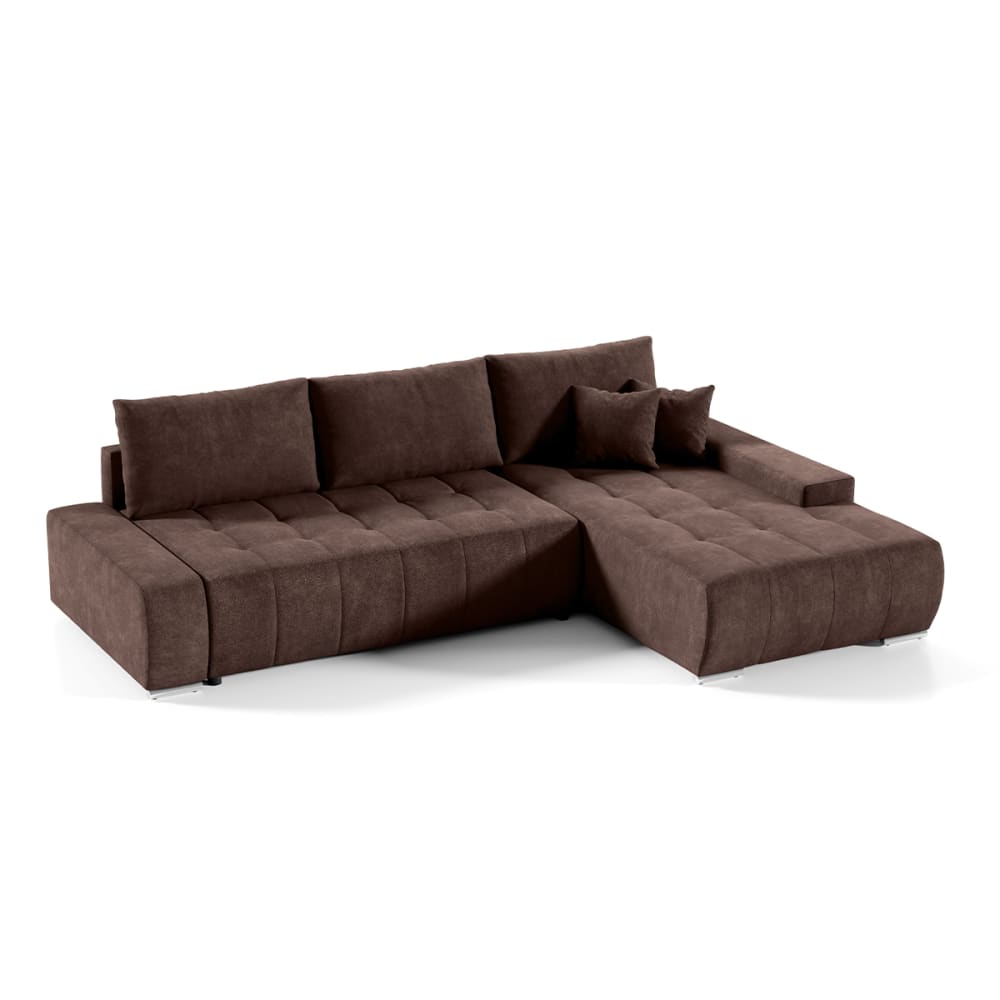 Canapé d'angle convertible droit 4 places stratifiés marron