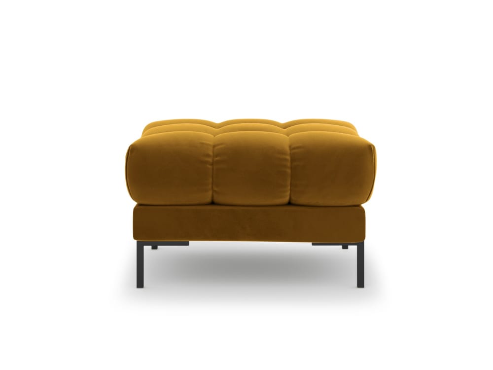 Pouf 1 place en tissu velours jaune