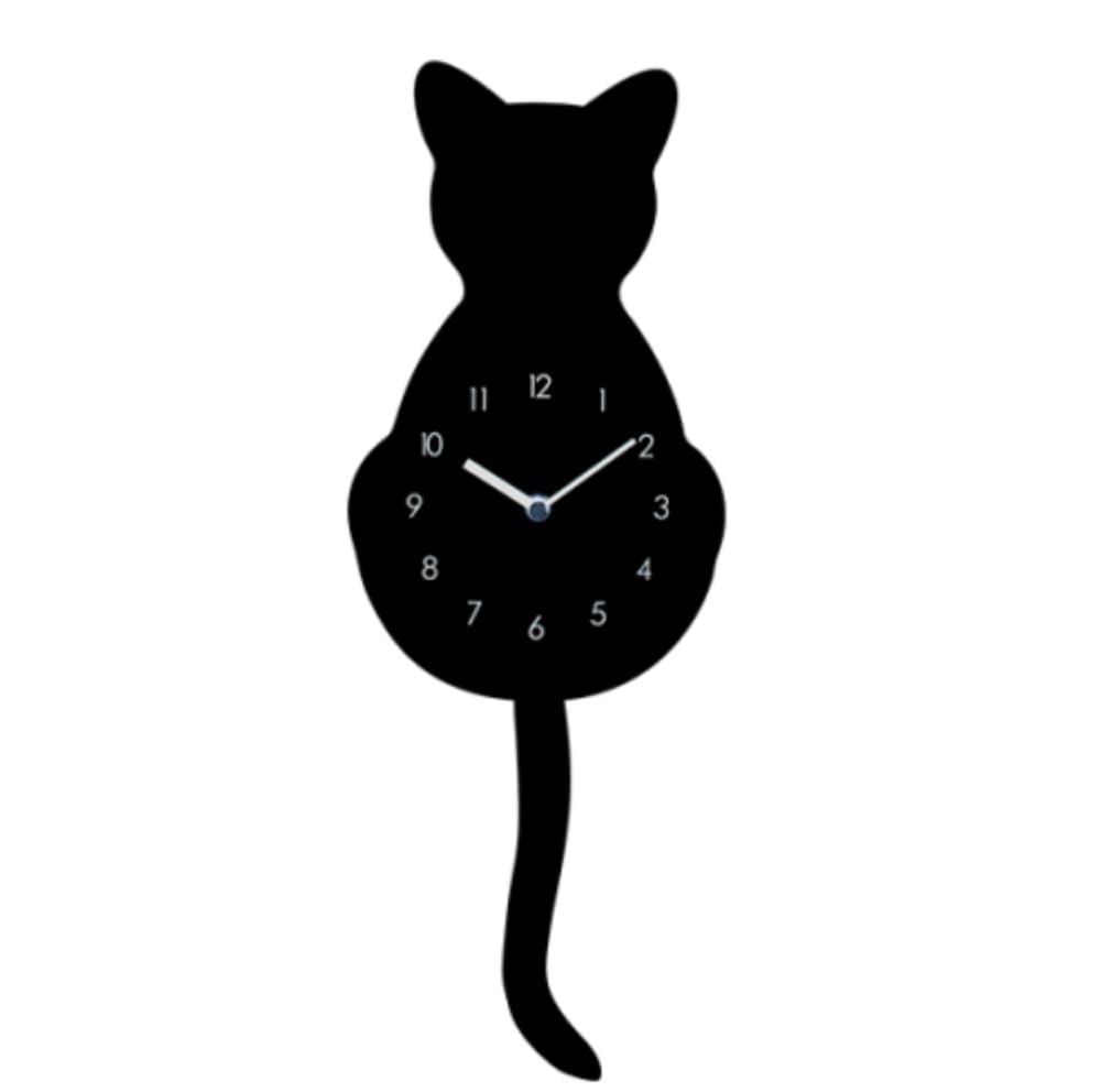 Pylones Horloge chat bois 20 x 5 x 35 cm Noir Bois - 16x44x4cm