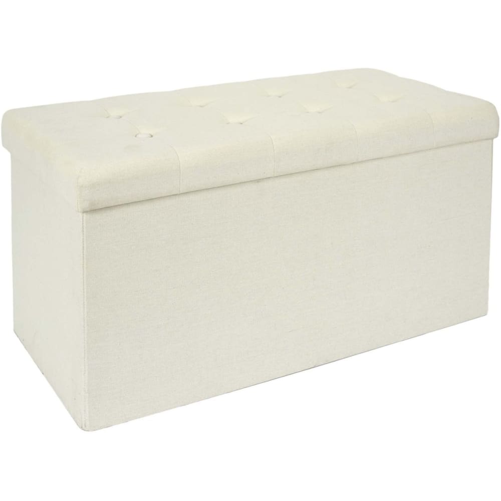 The Home Deco Factory Banc coffre pliable eleonor beige Beige Pes - Polyester - 76x38x38cm