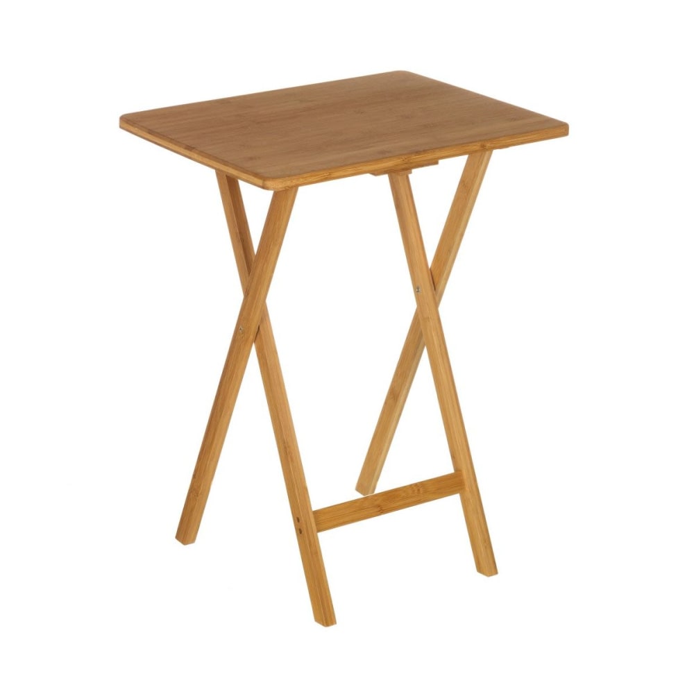 Mesita plegable de bambú marrón de 49x37x65 cm
