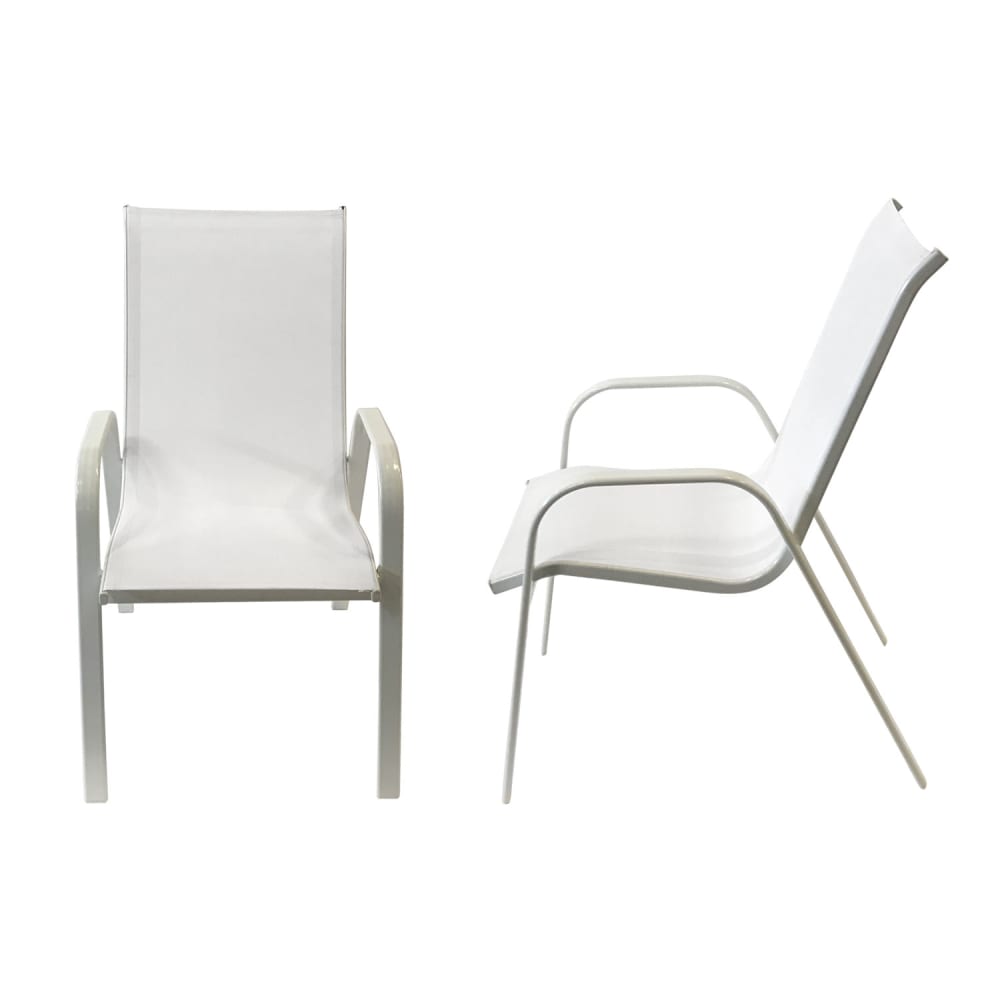 Lot de 4 chaises en textilène blanc et aluminium blanc