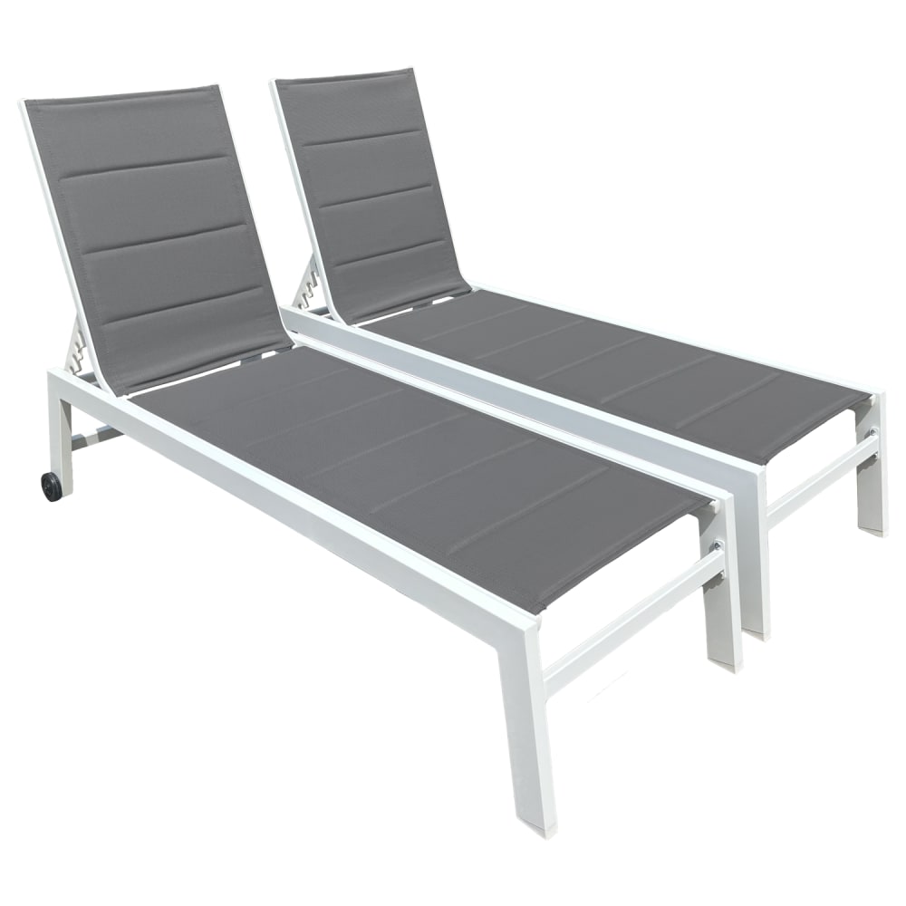 Set di 2 sedie a sdraio in alluminio bianco e textilene grigio -