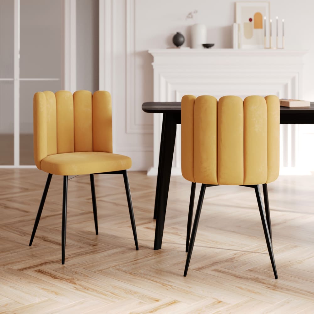 Set di 2 sedie in velluto giallo con gambe in metallo - Maison