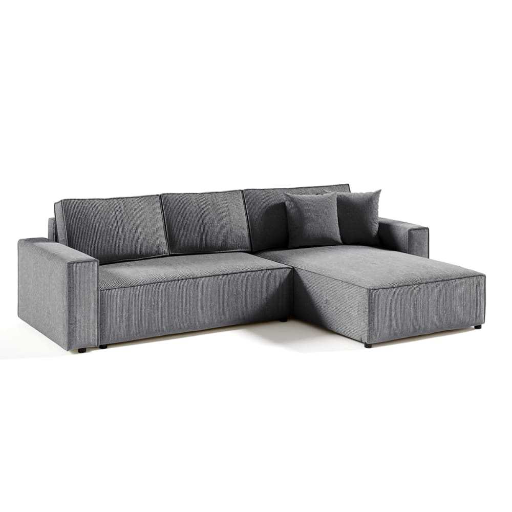 Canapé d'angle réversible convertible 4 places stratifiés gris