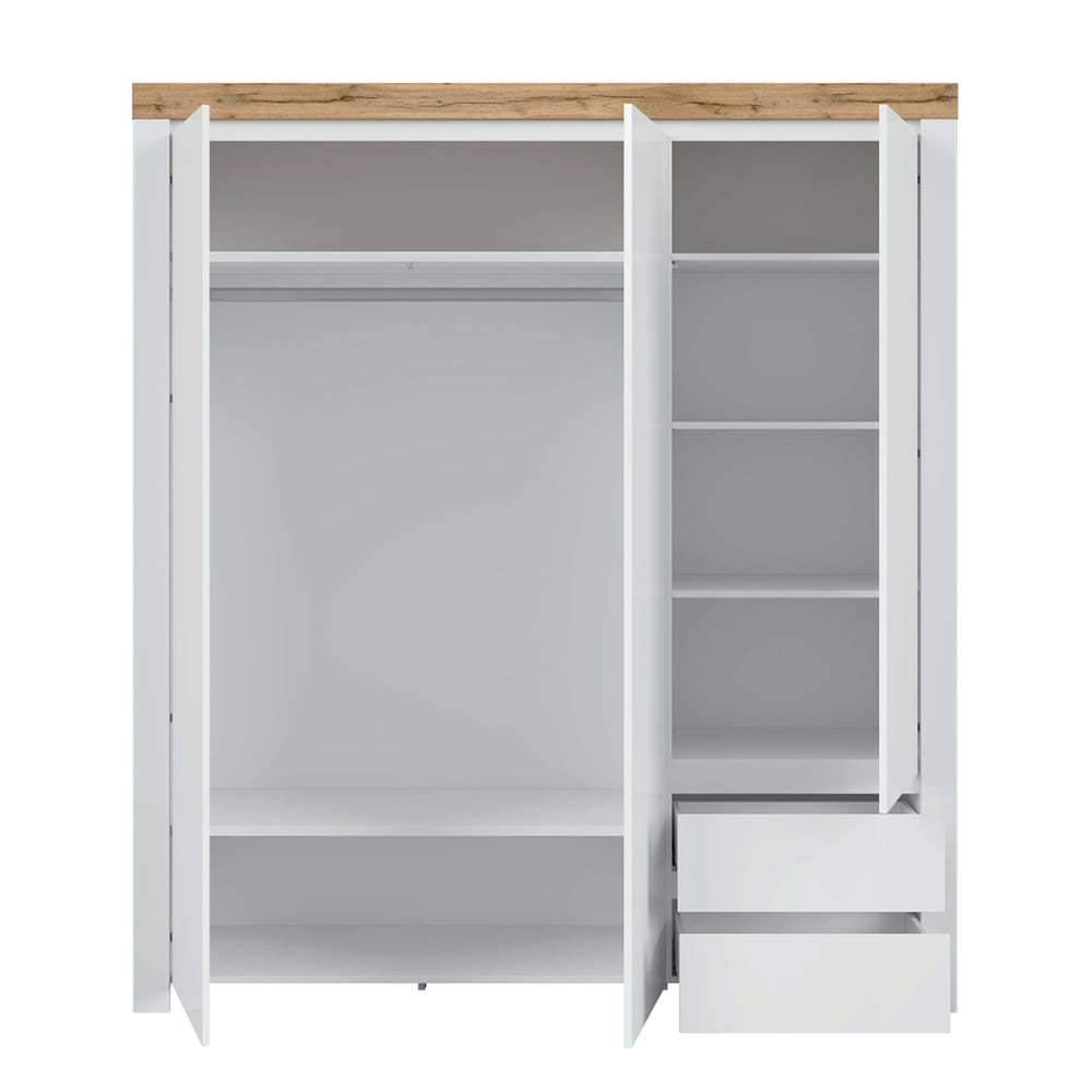 Armoire 3 portes 2 tiroirs panneaux agglomérés stratifiés blanc - Maisons du Monde
