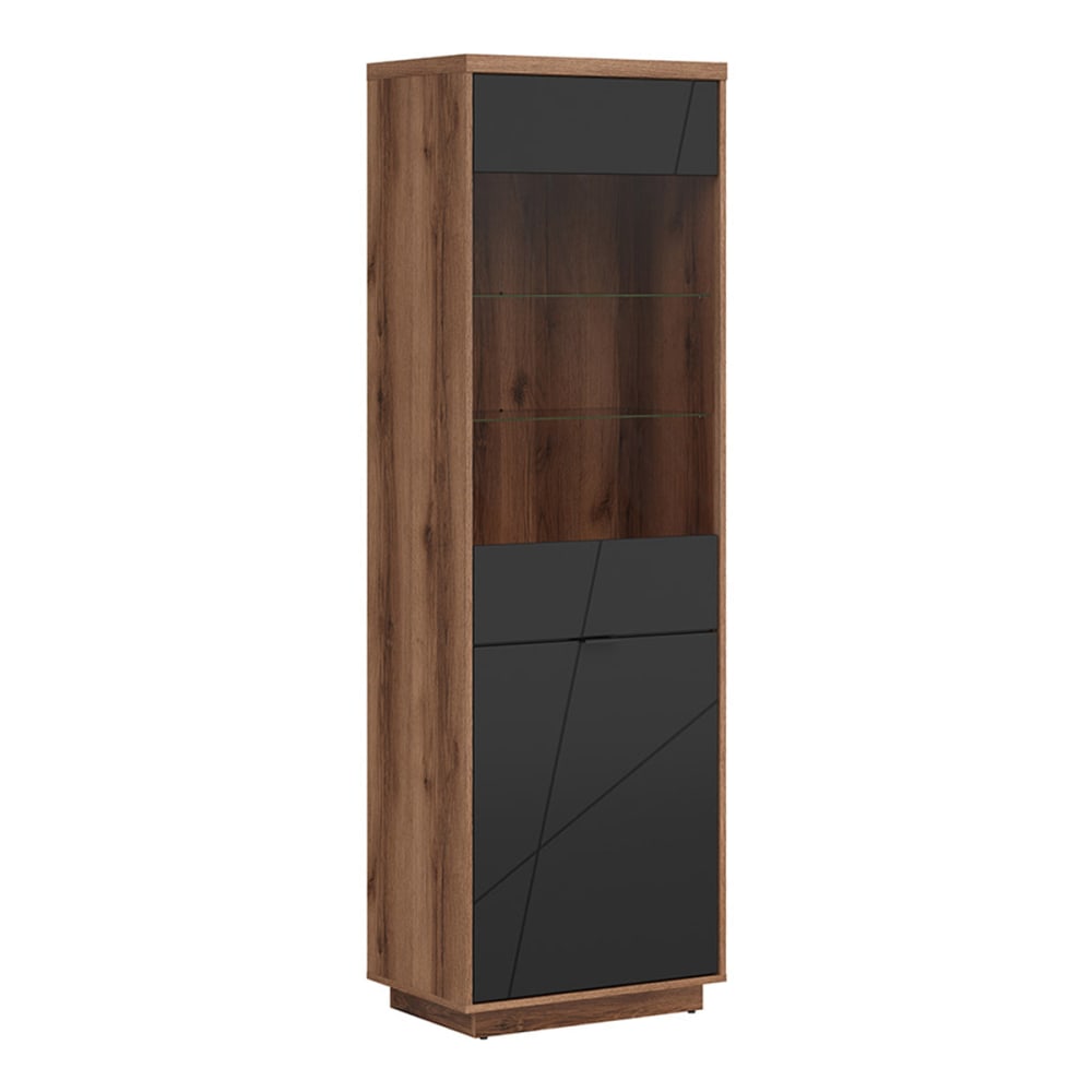 Petits meubles 2-türige Vitrine Melaminierte Holzplatten Schwarz und Holz Schwarz Spanplatte