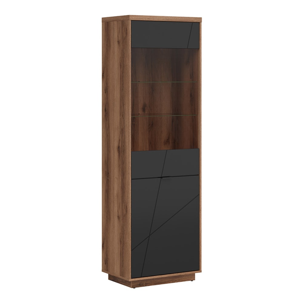 Vitrine 2 portes noire et naturelle