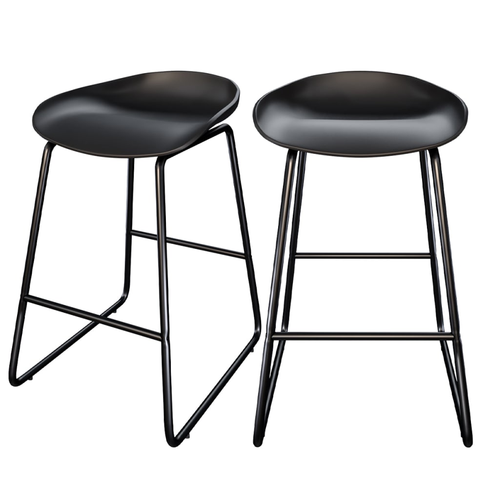 Set de 2 taburetes para isla de cocina de plástico negro 65,5 cm
