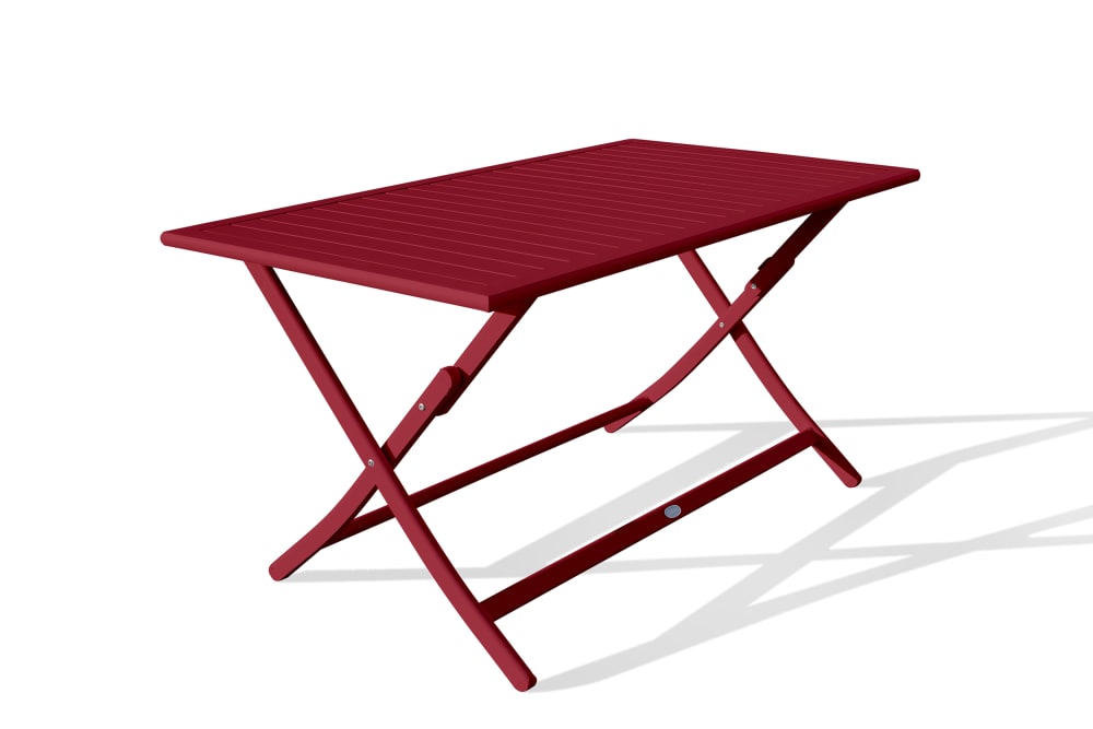Table de jardin pliante en aluminium rouge carmin