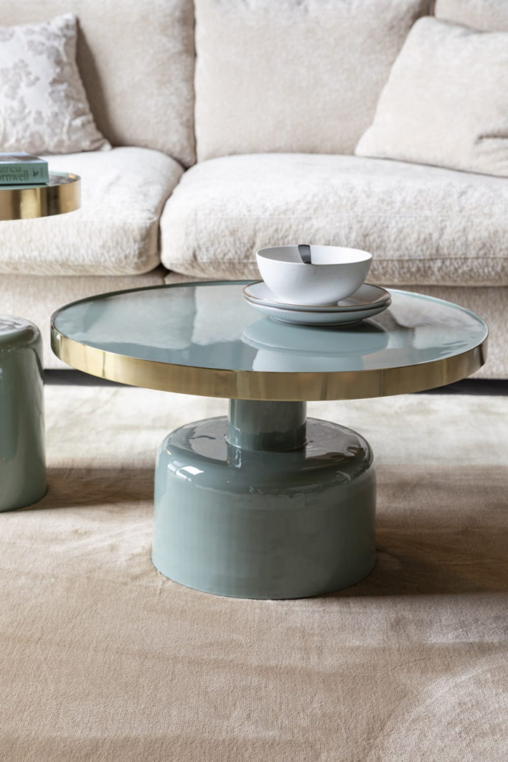 Table basse ronde en acier émaillé vert d'eau - Maisons du Monde