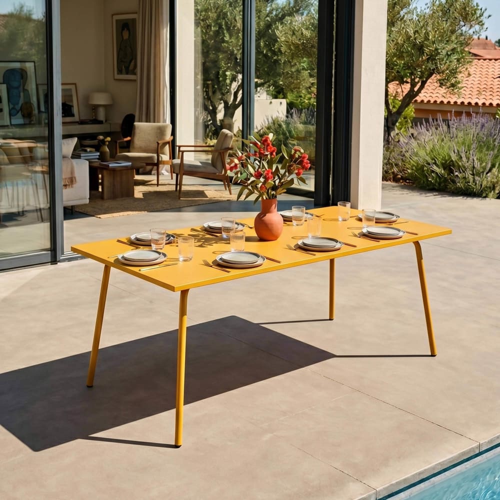 Mesa de jardín rectangular de metal amarillo - Maisons du Monde
