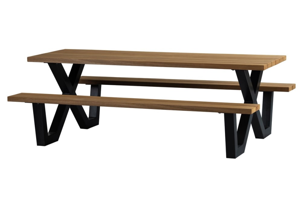 WOOOD Moderner Holz- und Stahl-Picknicktisch style modern Schwarz Holz