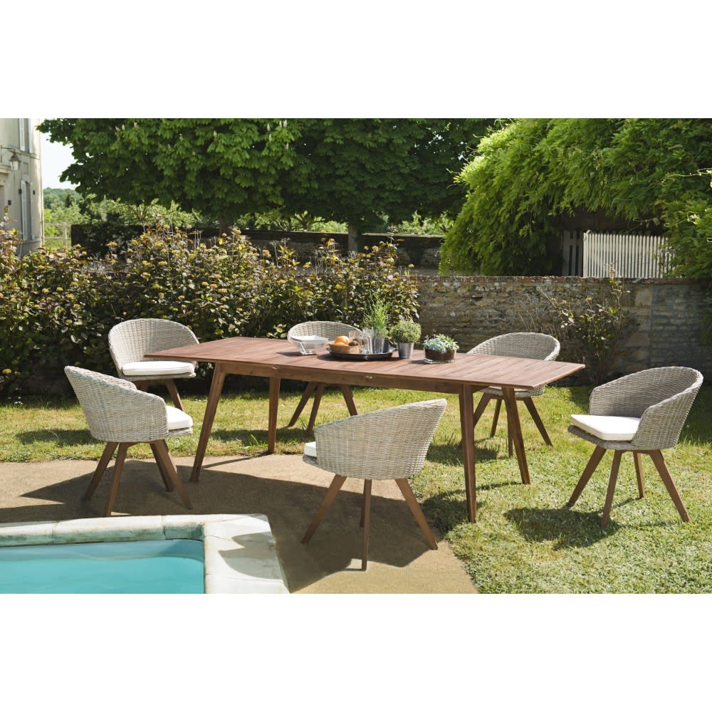 MACABANE Gartentisch und Stühle aus Akazienholz 8/10 Personen Braun