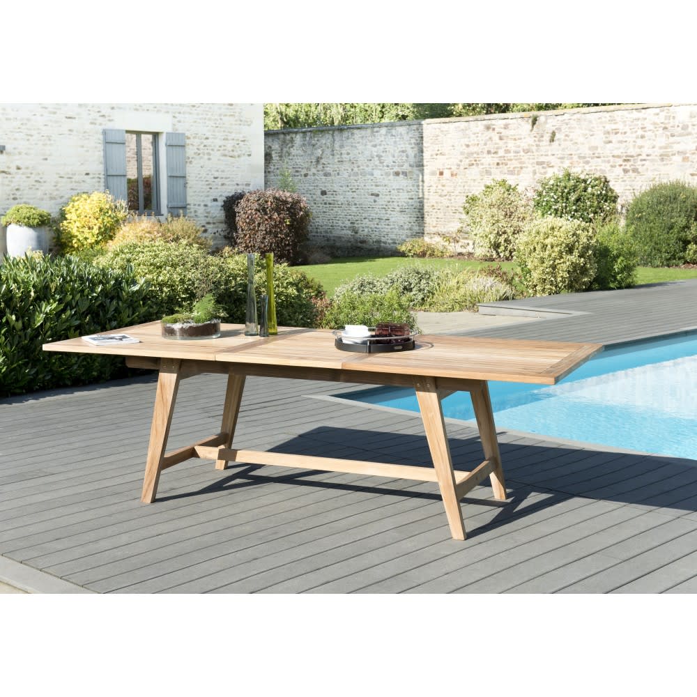 Mesa y sillas de jardín de madera de teca y textileno 8/10 personas - Maisons du Monde