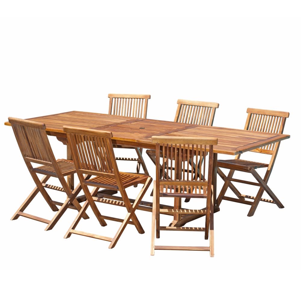 Table de jardin et chaises en teck huile 8/10 personnes