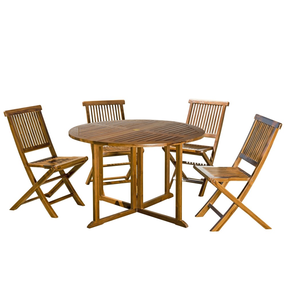 Mesa y sillas de jardín de madera de teca aceitada 4/5 personas