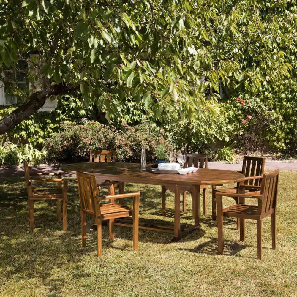 Table de jardin et chaises en teck huilé 8/10 personnes - Maisons du Monde