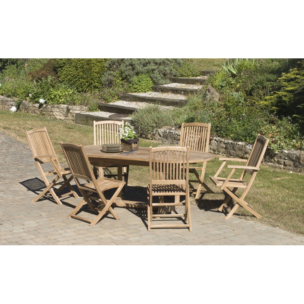 Mesa y sillas de jardín de madera teca 8/10 personas - Maisons du Monde