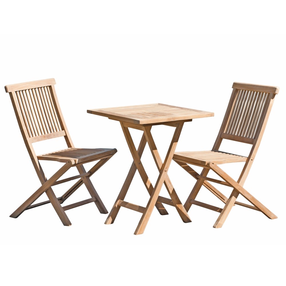 Mesa y sillas de jardín de madera de teca 2 personas