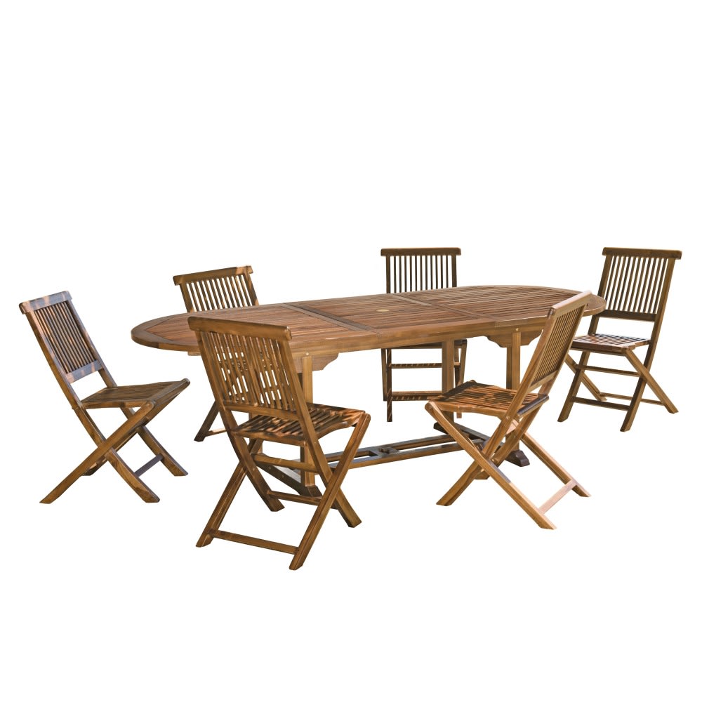 Mesa y sillas de jardín de madera de teca aceitada 8/10 personas