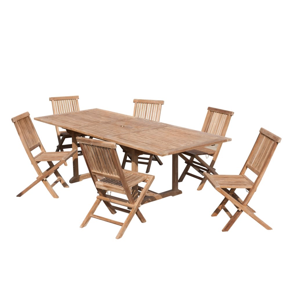 Table de jardin et chaises en bois teck 8/10 personnes - Maisons du Monde