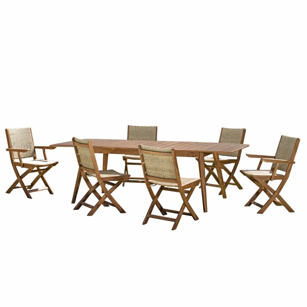 Mesa y sillas de jardín de acacia 8/10 personas