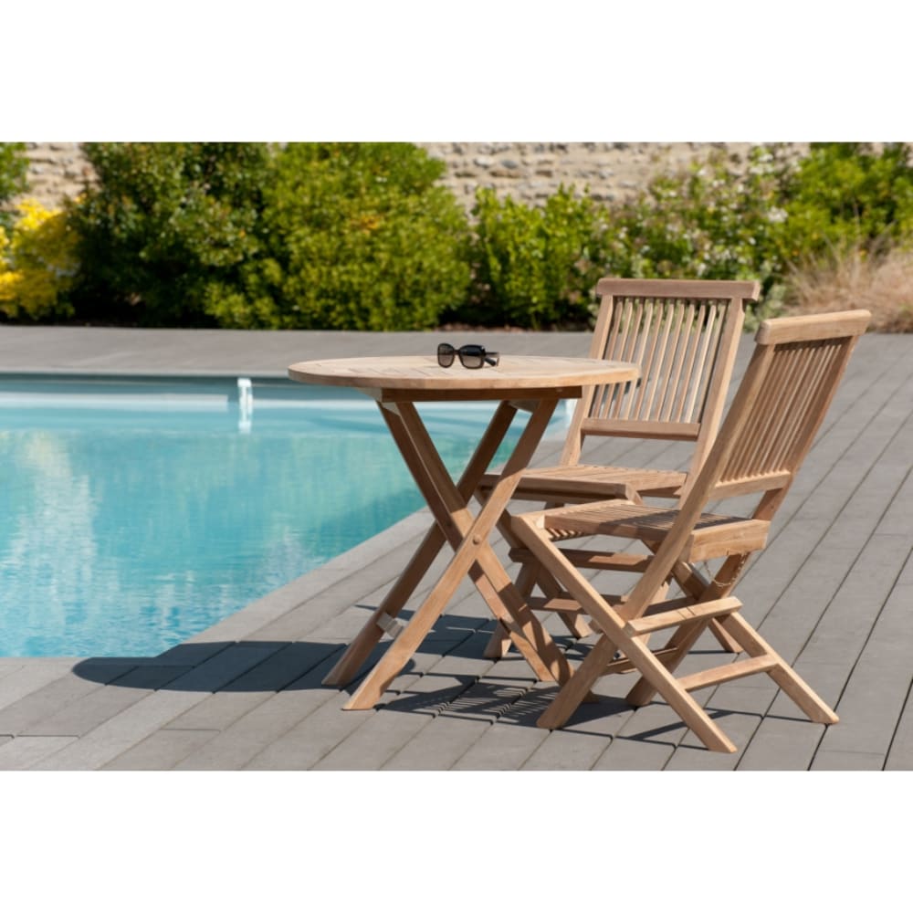 Table de jardin et chaises en teck 2 personnes - Maisons du Monde